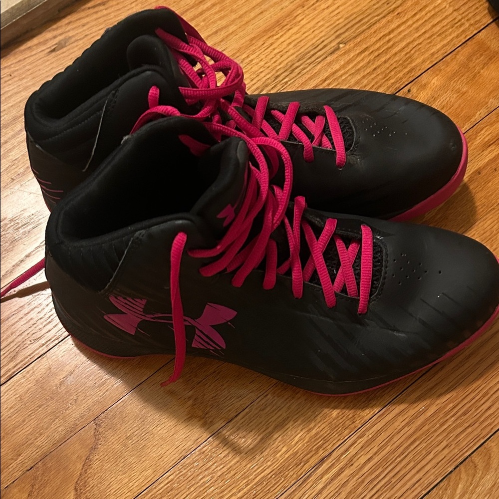 Under Armour Black and Pink High-Top Basketball Sneakers